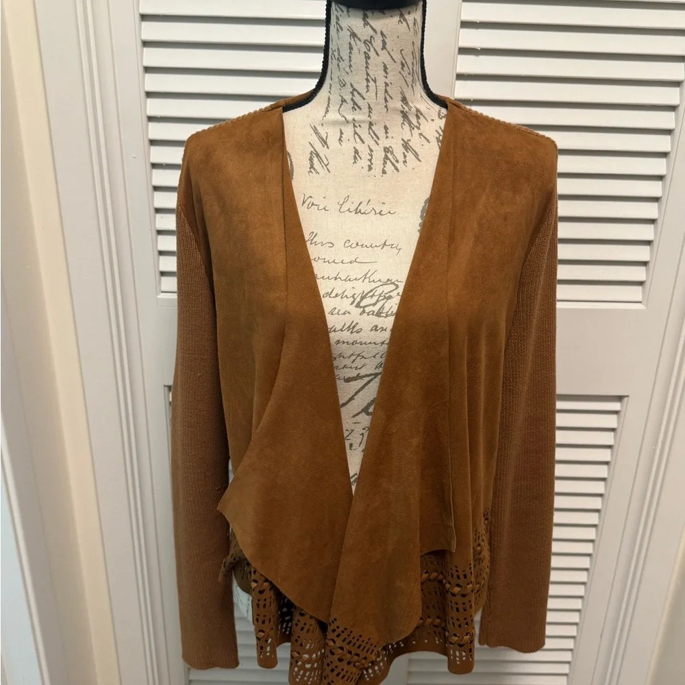 Elegant Tan Open Front Cardigan